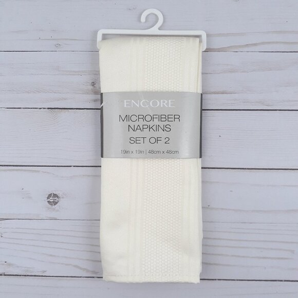 Fabric Dinner Napkins Solid Ivory 19x19 Set of 2 - Picture 1 of 2